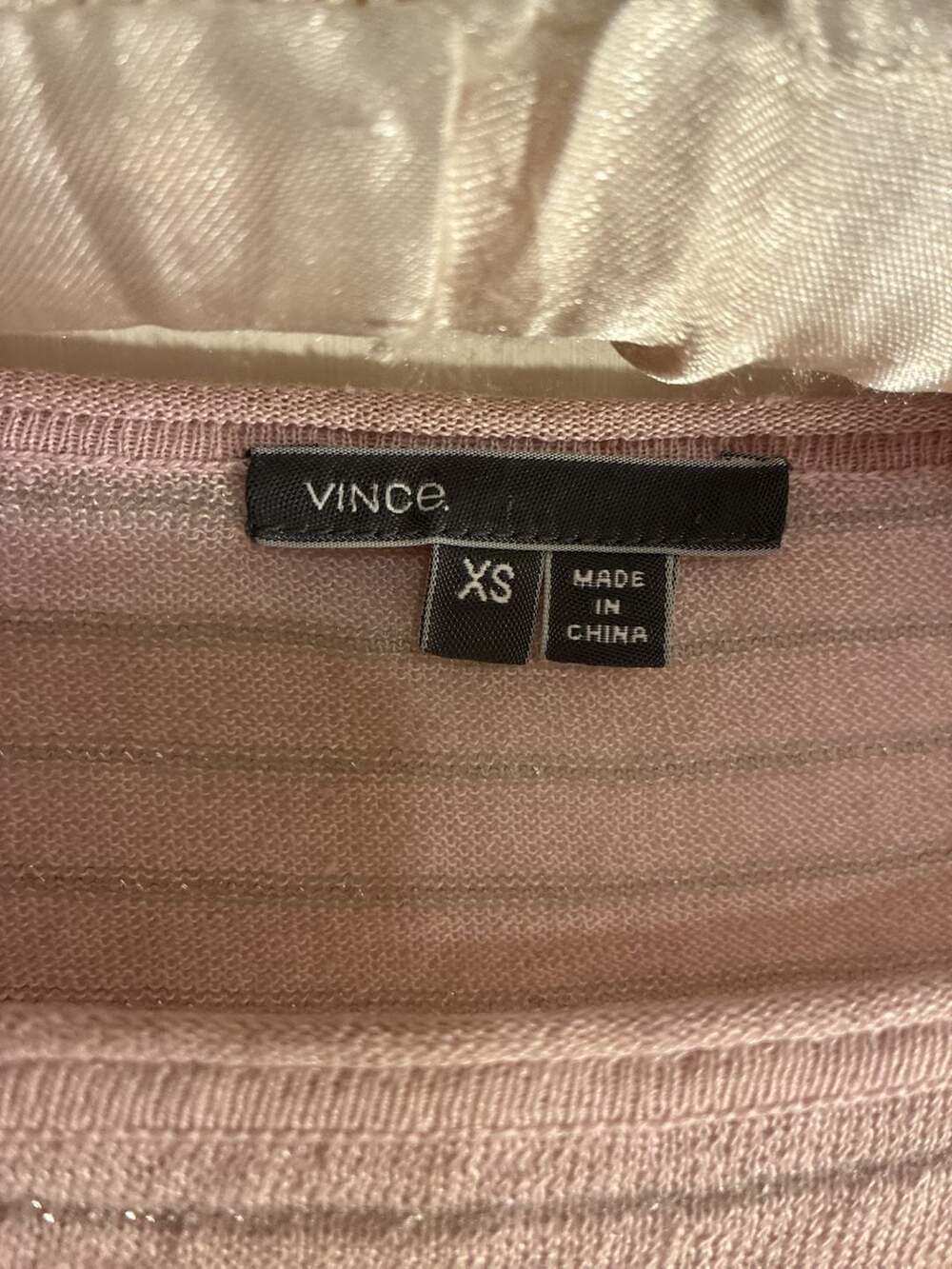 Vince Striped Long Sleeve Top, Pink, XS